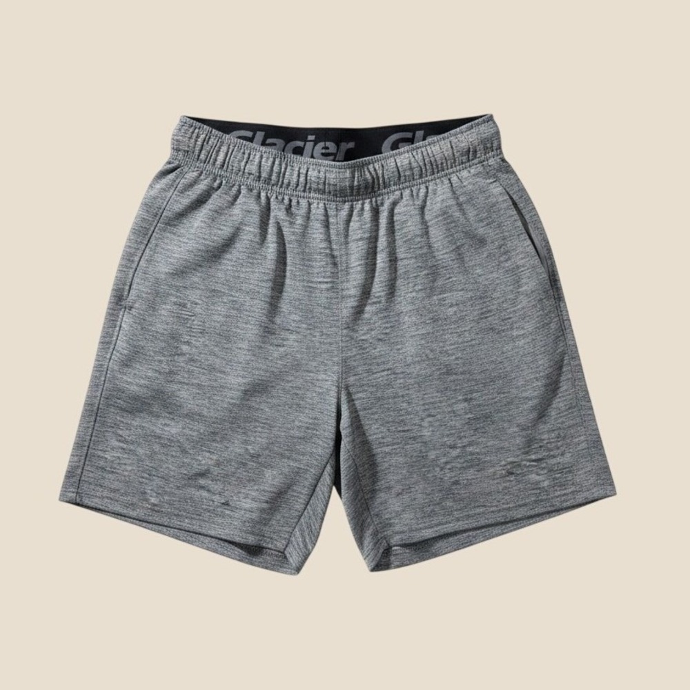 Glacier Mens Athletic Shorts Heather Gray Space Dye Gym Workout Size Medium